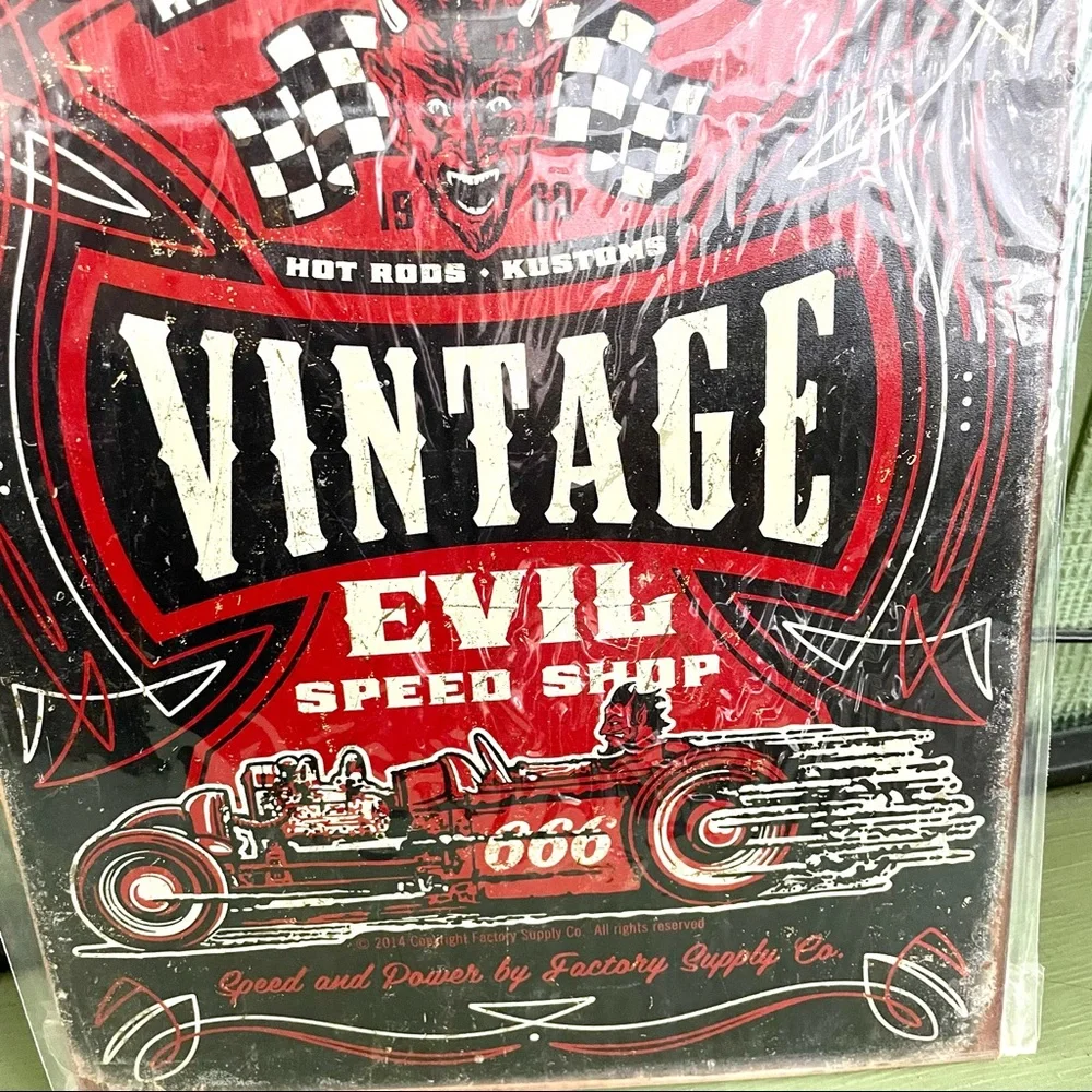 NEW Vintage Evil Speed Shop Metal Sign